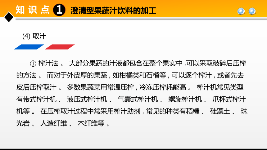 项目６ 任务1果蔬汁饮料生产技术 课件(共24张PPT)- 《食品加工技术》同步教学（大连理工版）