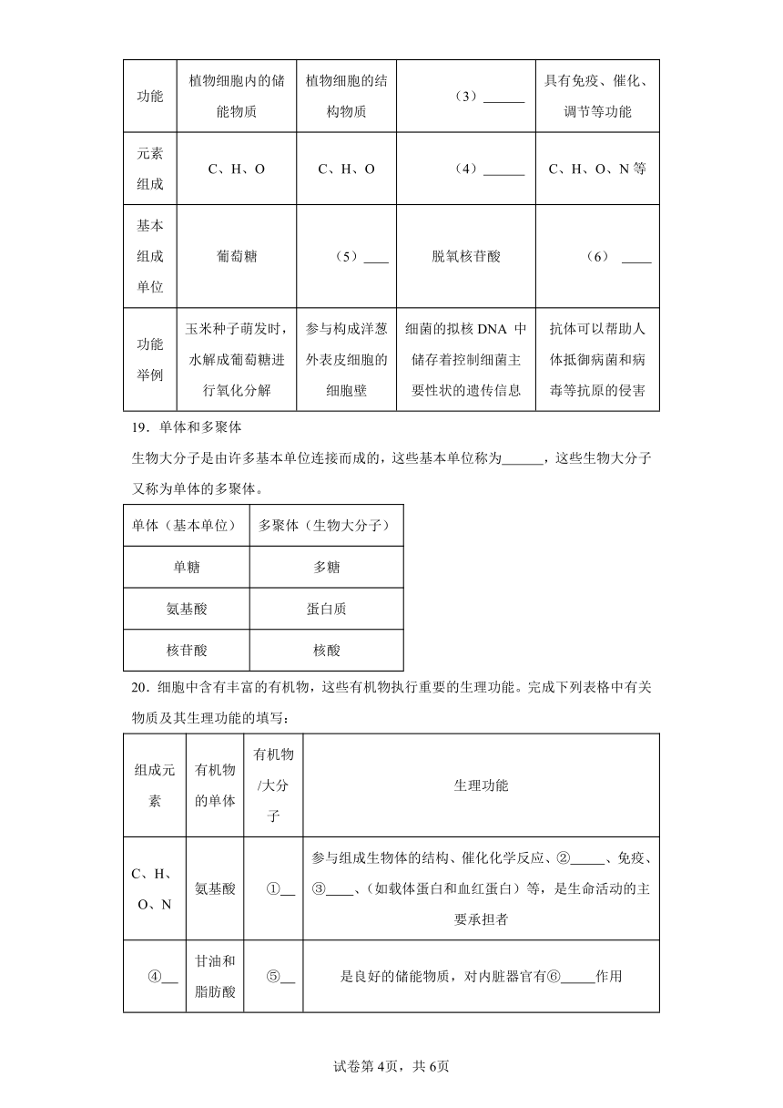 人教版高中生物必修一第2章第5节核酸是遗传信息的携带者同步练习（含答案）