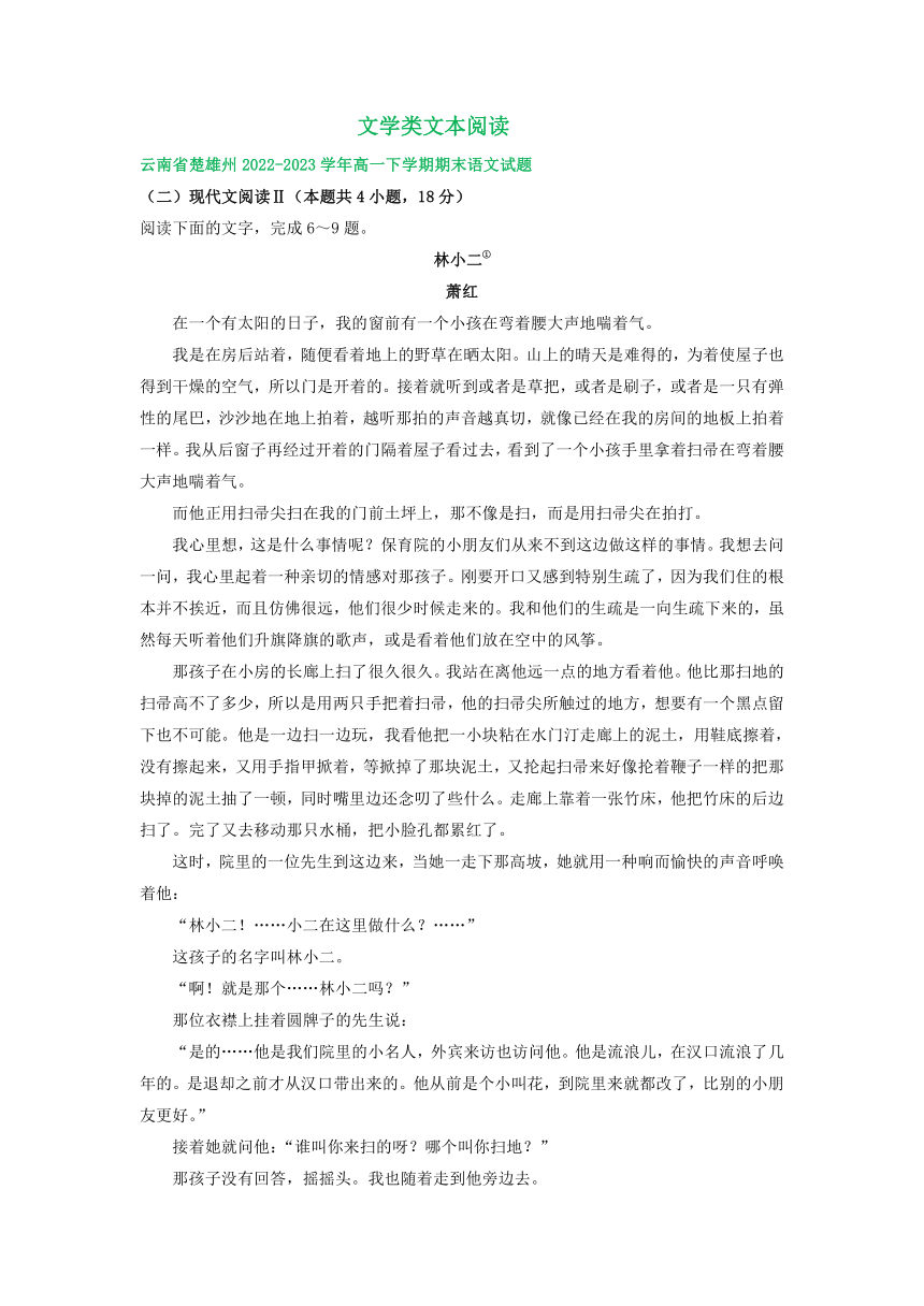 云南省部分地区2022-2023学年高一下学期期末语文试卷汇编：文学类文本阅读（含解析）