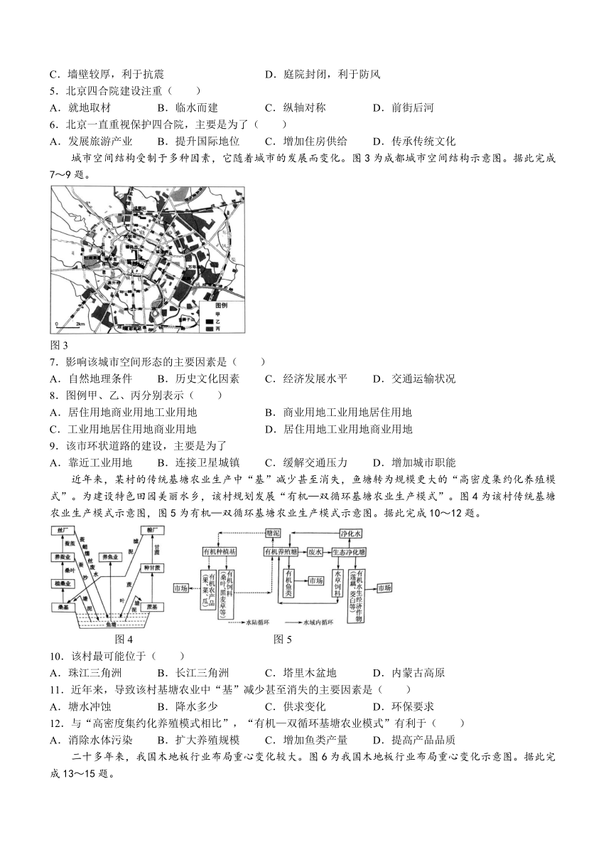 江苏省南通市直学校2023-2024学年高一下学期3月质量监测地理试题(无答案)