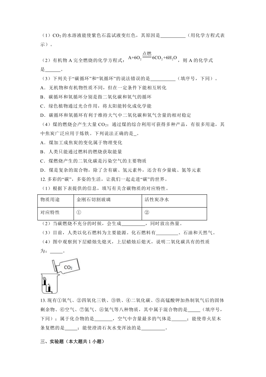 化学鲁教版九上同步习题：第六单元到实验室去：二氧化碳的实验室制取与性质（含答案）