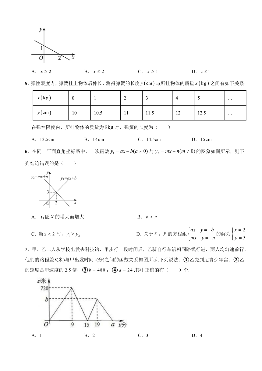 5.5一次函数的简单应用同步训练  浙教版数学八年级上册（含解析）