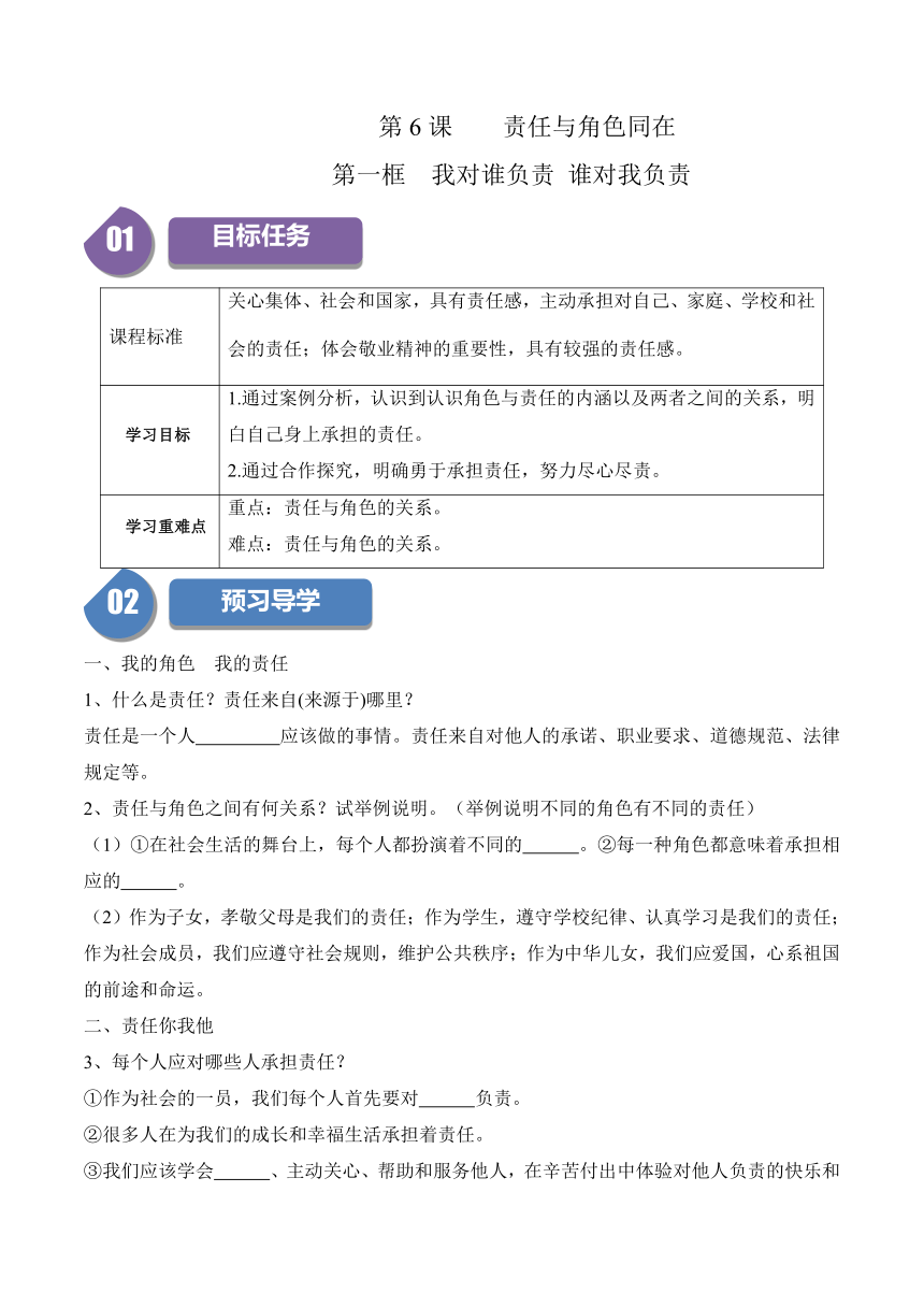 6.1 我对谁负责 谁对我负责  学案（含答案）