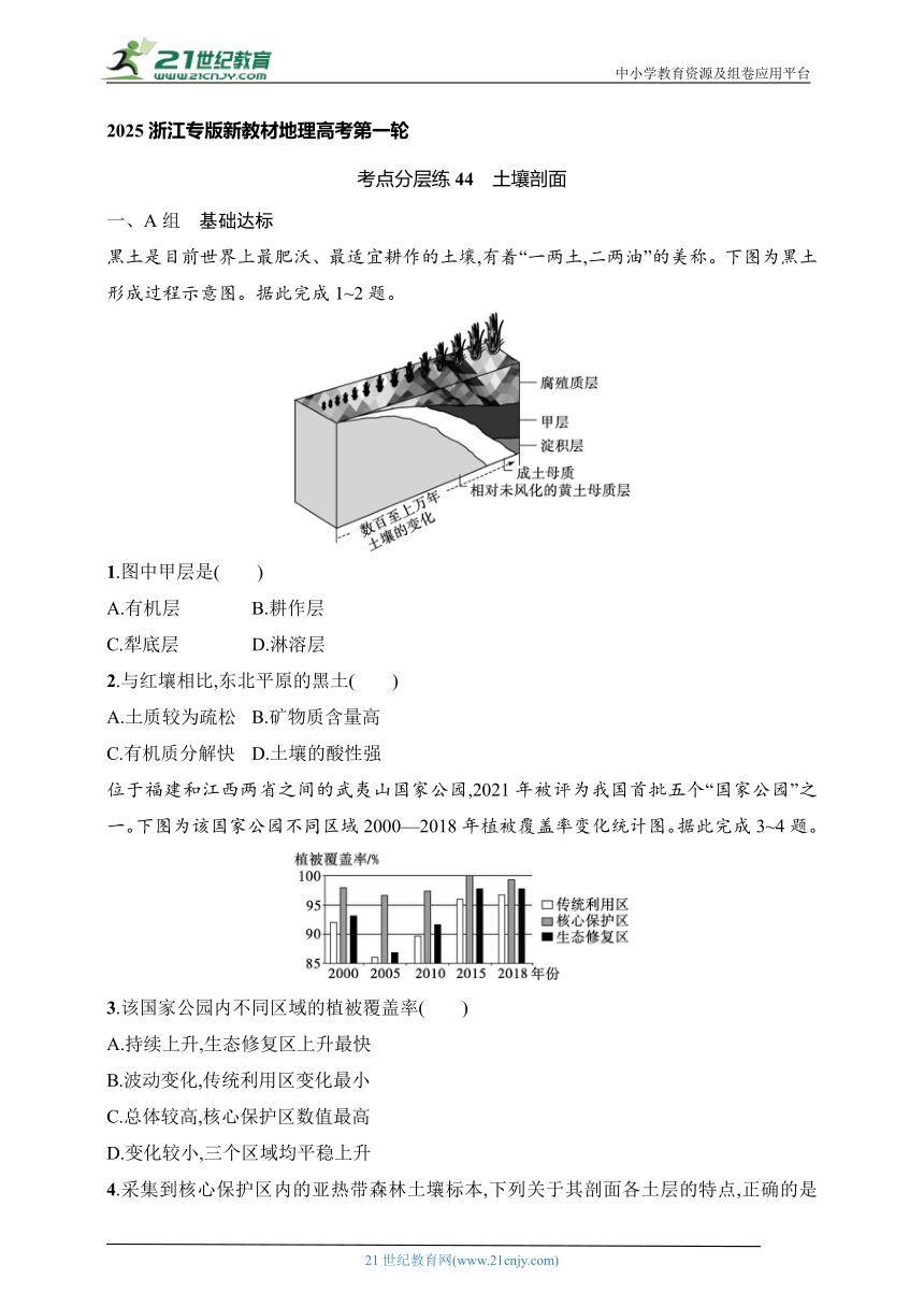 2024浙江专版新教材地理高考第一轮基础练--考点分层练44　土壤剖面（含解析）