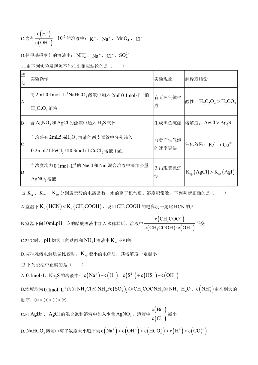 广东省深圳市罗湖区2023-2024学年高二上学期12月阶段性考试化学试题（含答案）