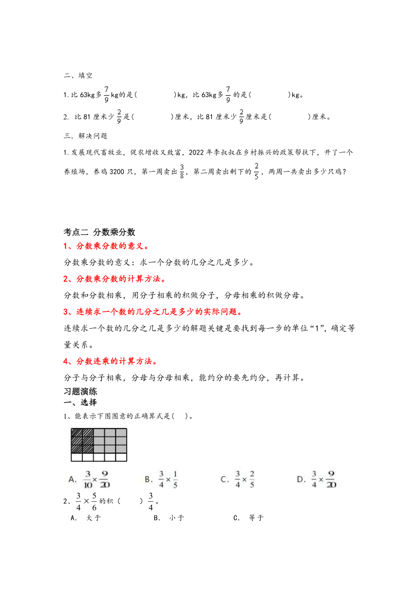 分数乘法（讲义）-六年级上册数学苏教版