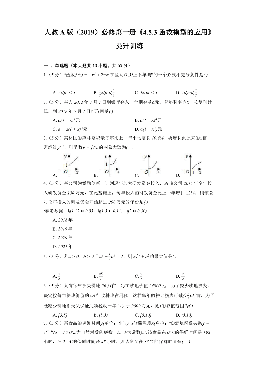 人教A版（2019）必修第一册《4.5.3 函数模型的应用》提升训练(含解析)