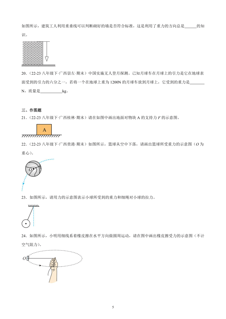 第七章 力 期末试题选编（含解析） 2022－2023学年下学期广西各地八年级物理