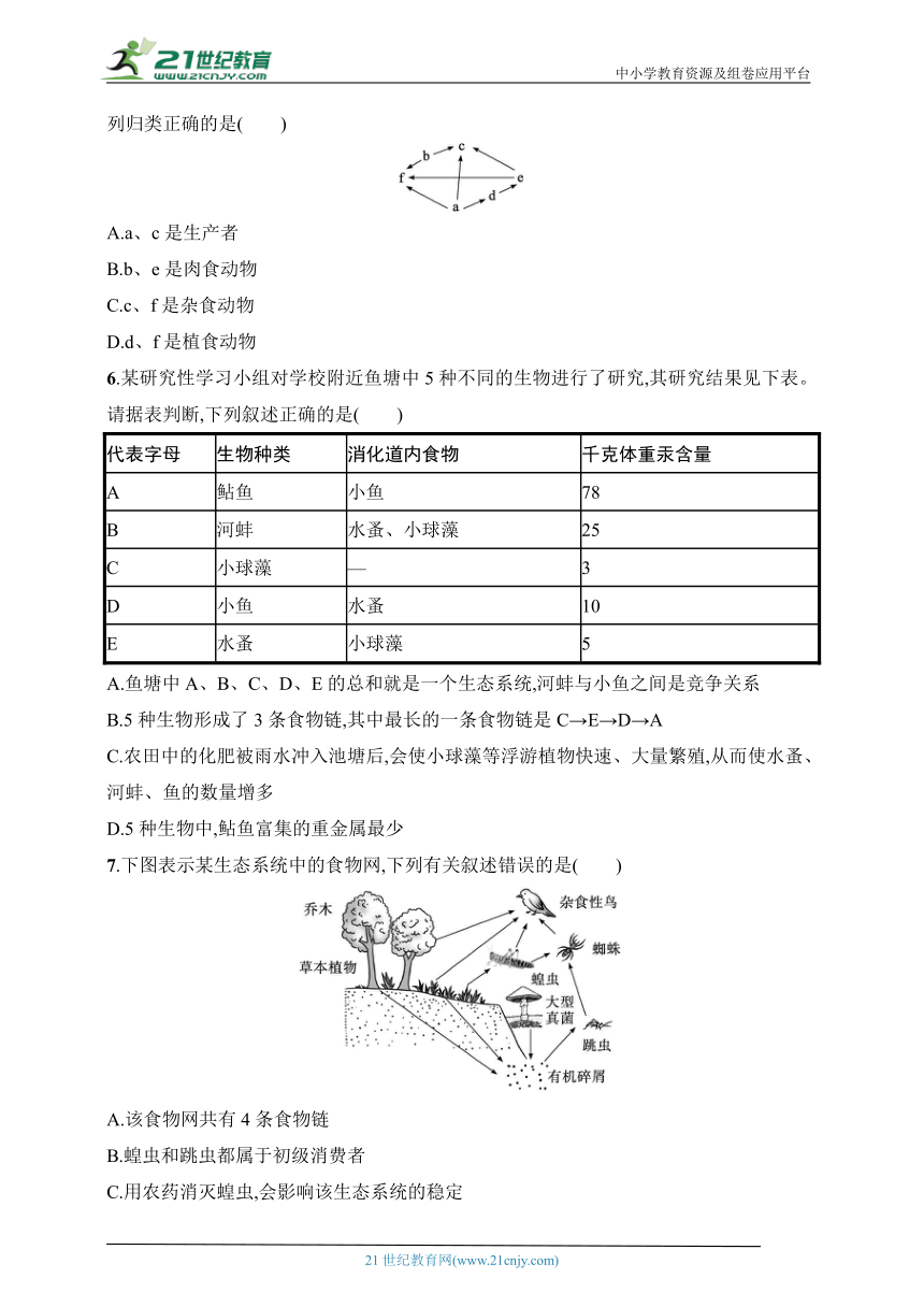 2025浙科版新教材生物学高考第一轮基础练--作业47　生态系统的成分和营养结构（含解析）