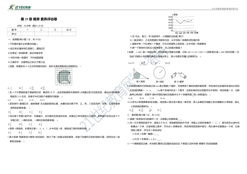 第25章 概率初步素养评估卷（含答案）