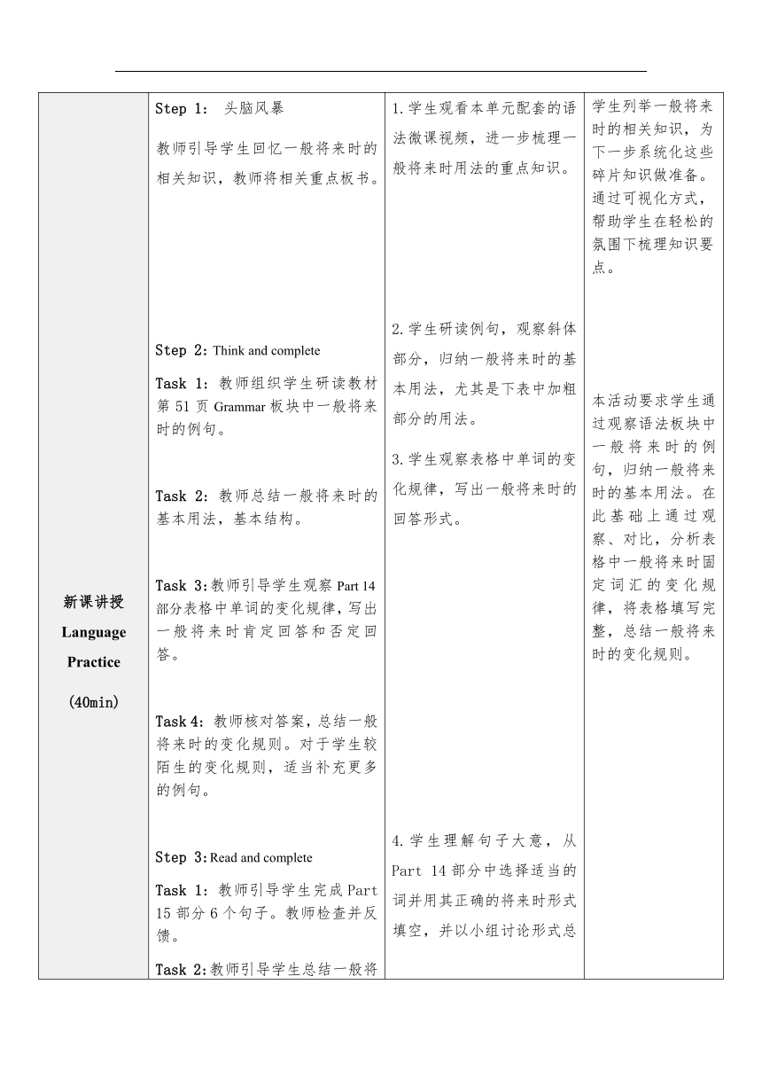 中职英语高教版（2021）基础模块1  Unit 4 School Life Culture Understanding & Language Practice 教学设计（表格式）