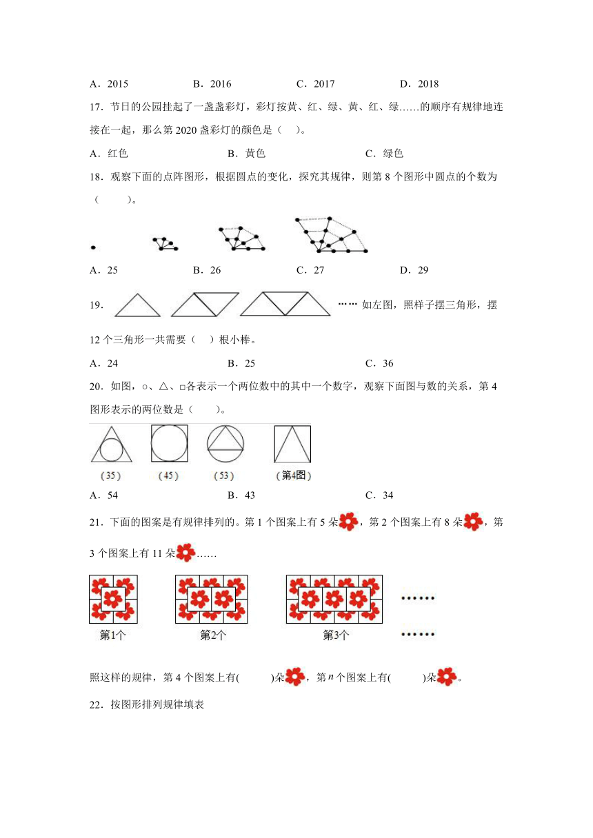 苏教版六年级数学奥数培优讲义---专题11图形的变化规律（含解析）