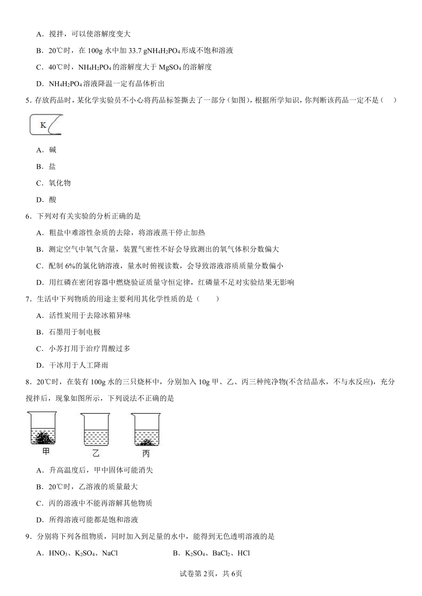 第八单元海水中的化学检测题(含解析) 2023-2024学年九年级化学鲁教版下册