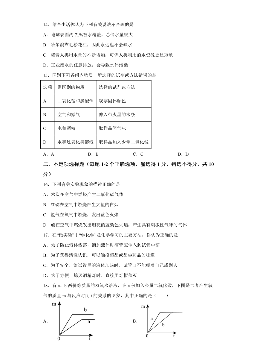 黑龙江省鸡西市2023-2024学年八年级上学期第二次质量监测化学试题（含解析）