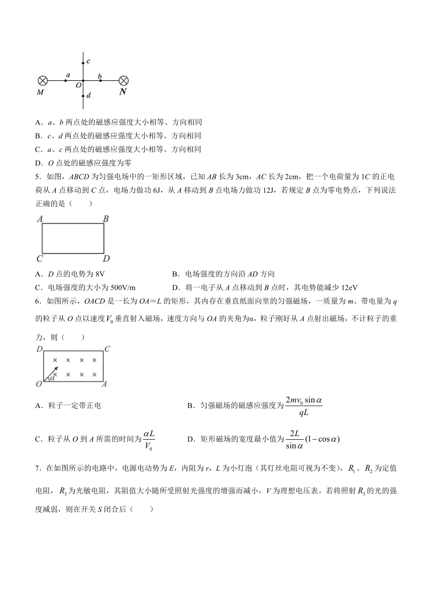 四川省乐山市重点中学2023-2024学年高二上学期12月月考物理试题（含答案）