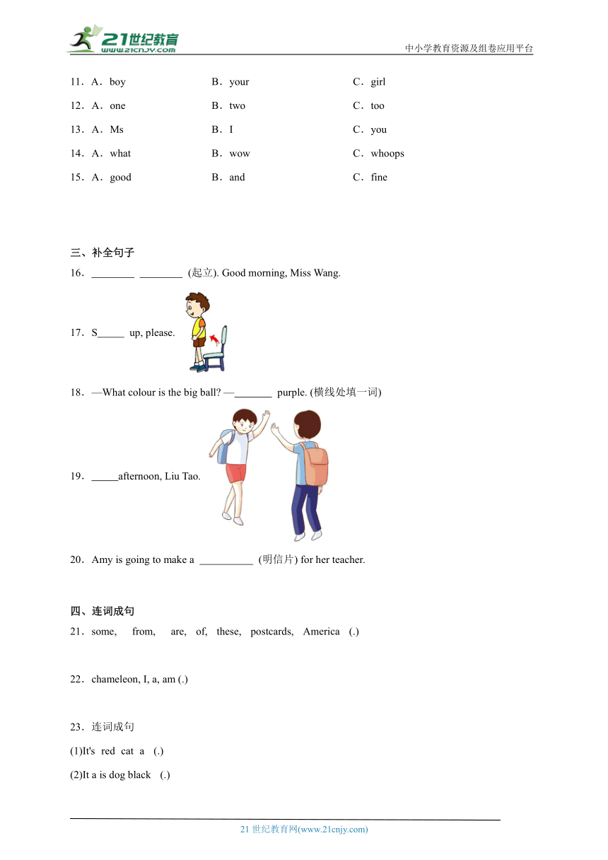 期中高频考点模拟卷-小学英语三年级上册 外研版（三起）（含答案）