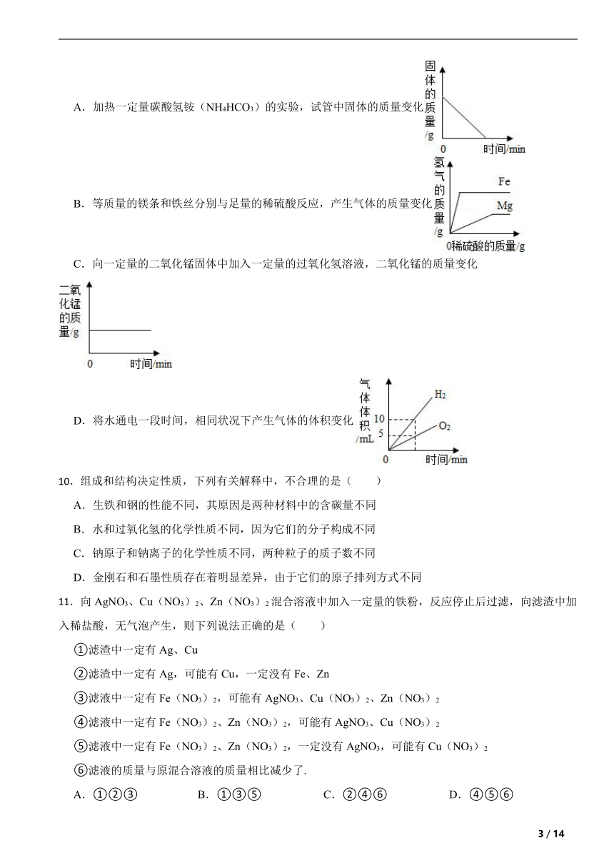 第八单元 金属和金属材料 单元复习题 （含解析)人教版九年级化学下册