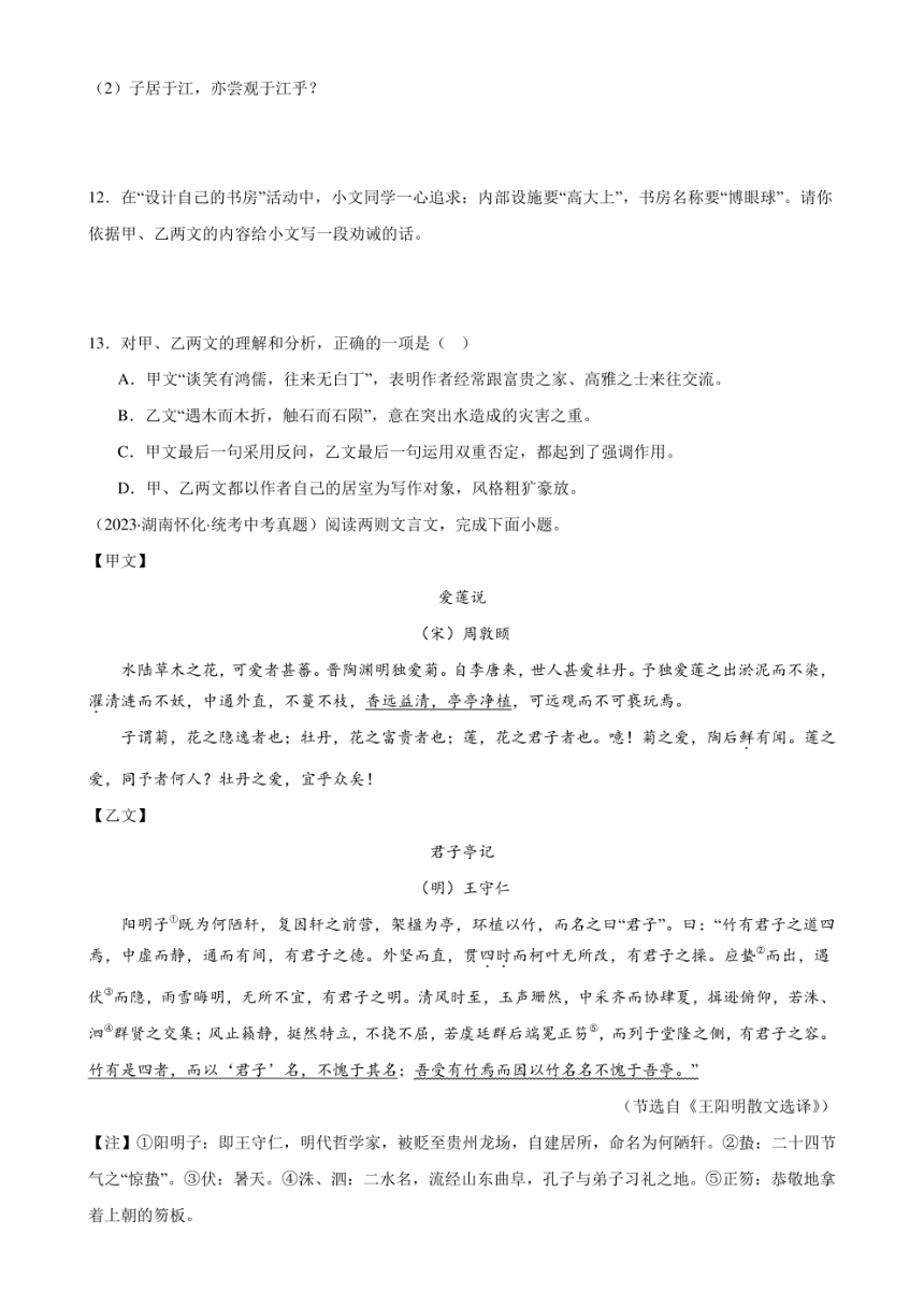 2024年中考语文复习专题16 八下课标文言文复习 专练（PDF版学生版+解析版）