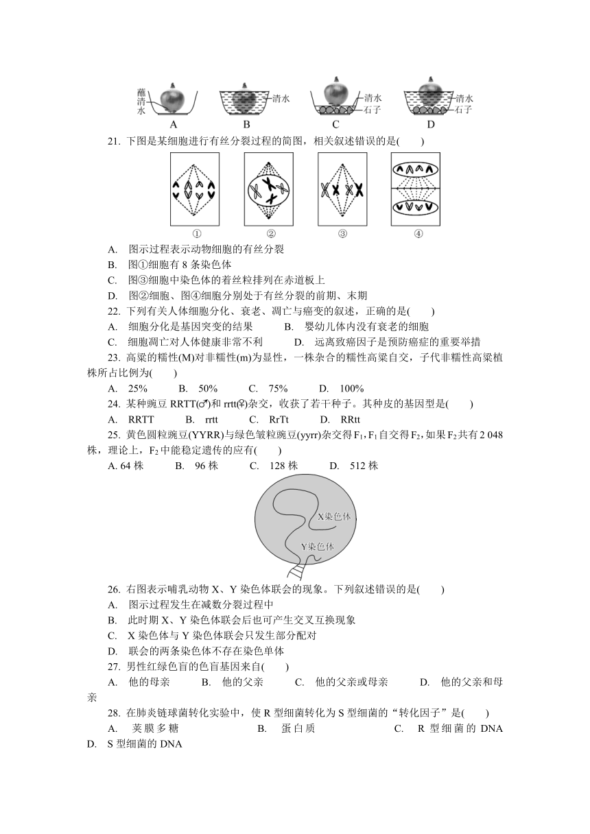 江苏省2023-2024学年12月普通高中学业水平合格性考试模拟(二) 生物学试题（含解析）