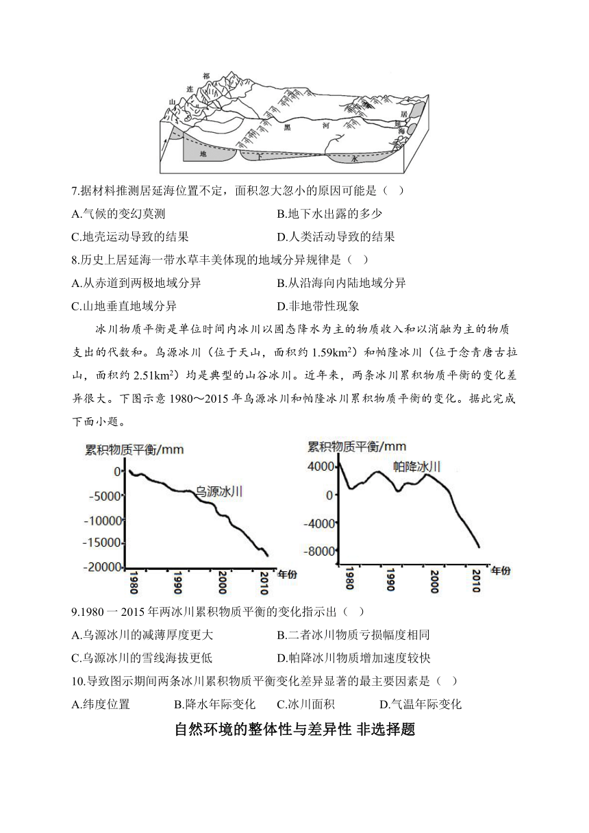 2024届新高考地理一轮复习题型练+自然环境的整体性与差异性（解析版）