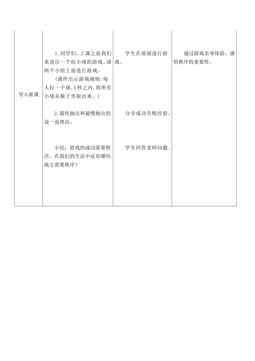 五年级下册2.5 建立良好的公共秩序  教学设计 （表格式）