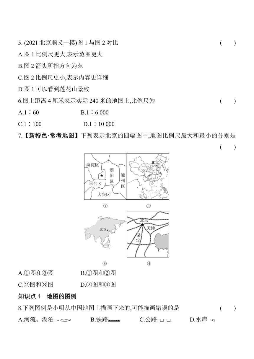 中图版（北京）地理七年级上册1.2地图素养提升练（含解析）