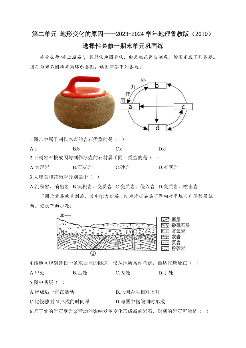 第二单元 地形变化的原因——2023-2024学年地理鲁教版（2019）选择性必修一期末单元巩固练（解析版）