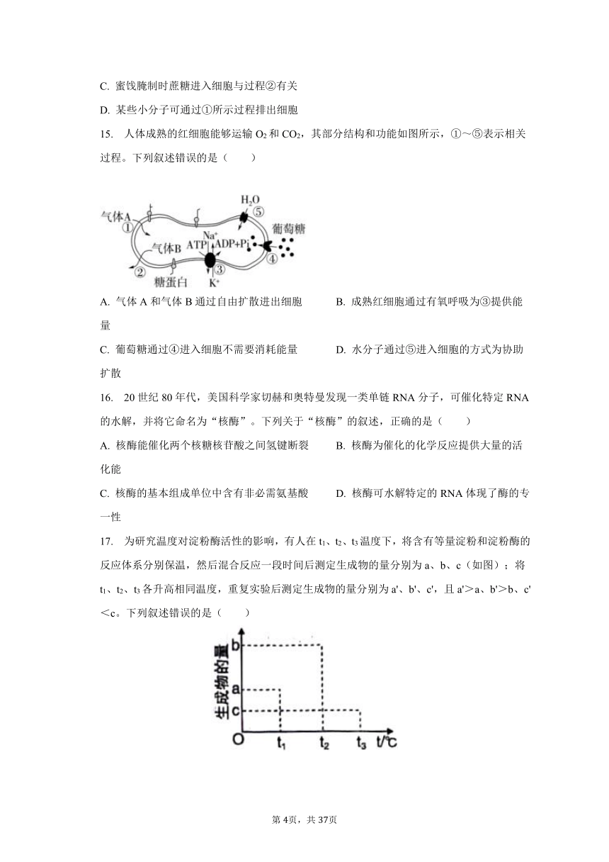 2023-2024学年四川省德阳五中高三（上）开学生物试卷（含解析）