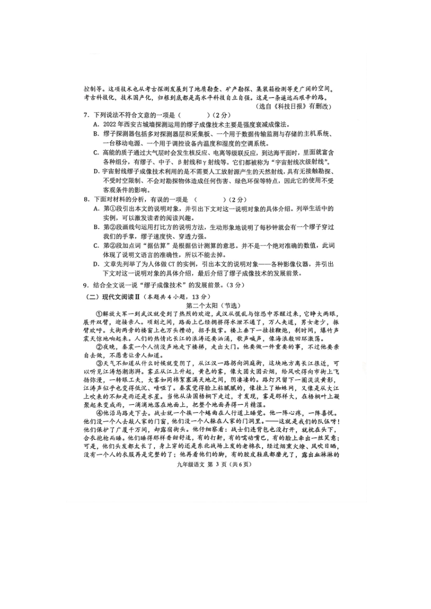 广西壮族自治区贵港市港南区2023-2024学年九年级上学期11月期中语文试题（图片版含答案）