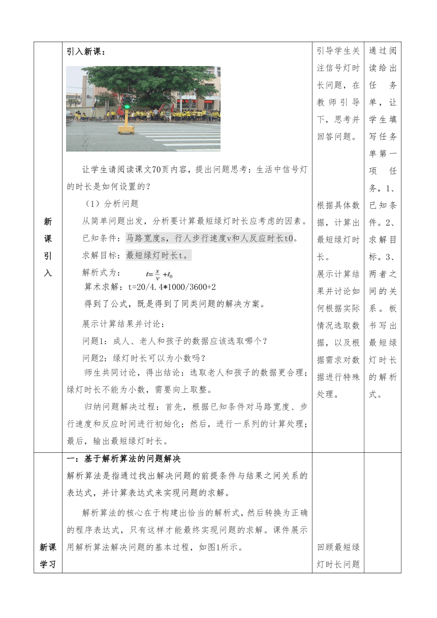 2.4.1基于解析算法的问题解决 教学设计（表格式）2023—2024学年人教_中图版（2019） 高中信息技术必修1