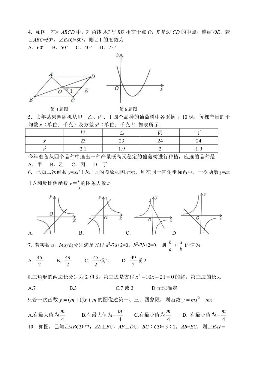 2024年山东省淄博市张店区九年级中考数学第一次模拟试题（无答案）