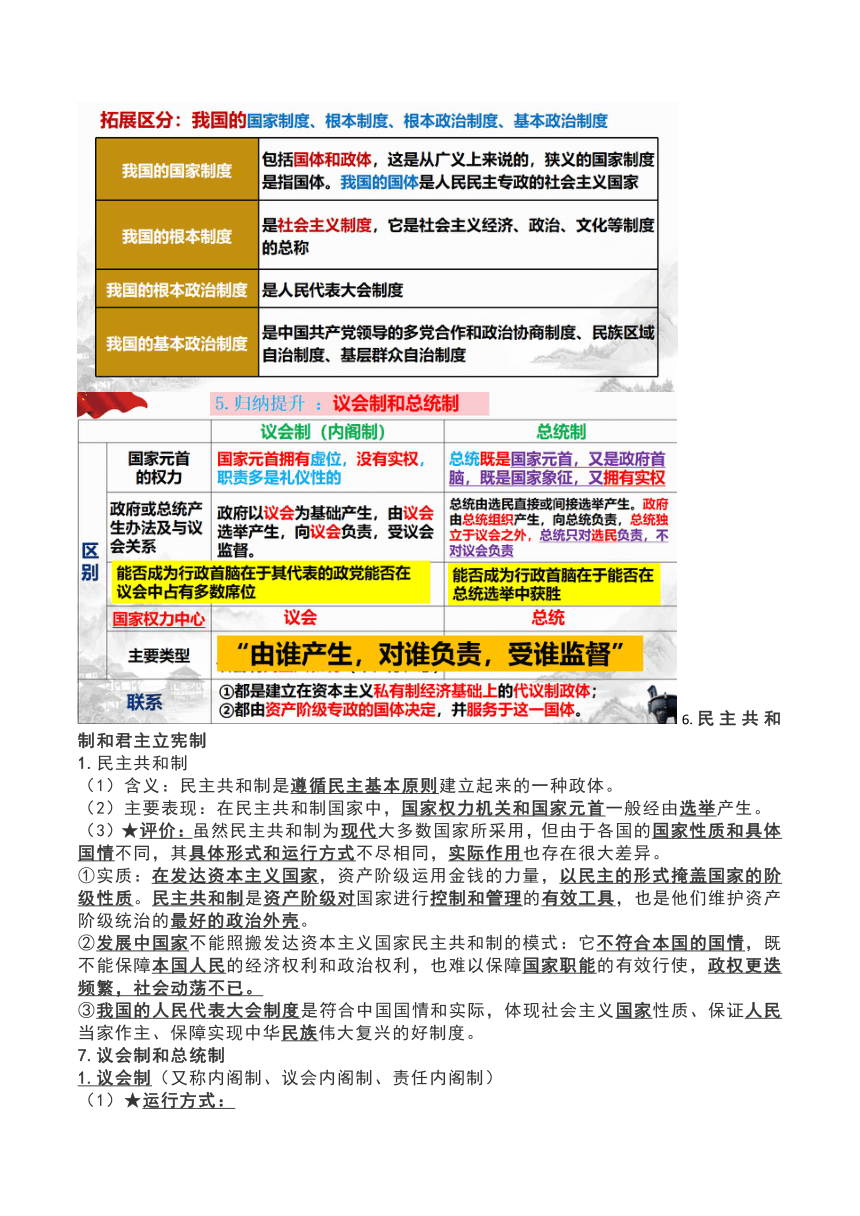 第一单元 各具特色的国家  学案-2023-2024学年高中政治统编版选择性必修一.pptx