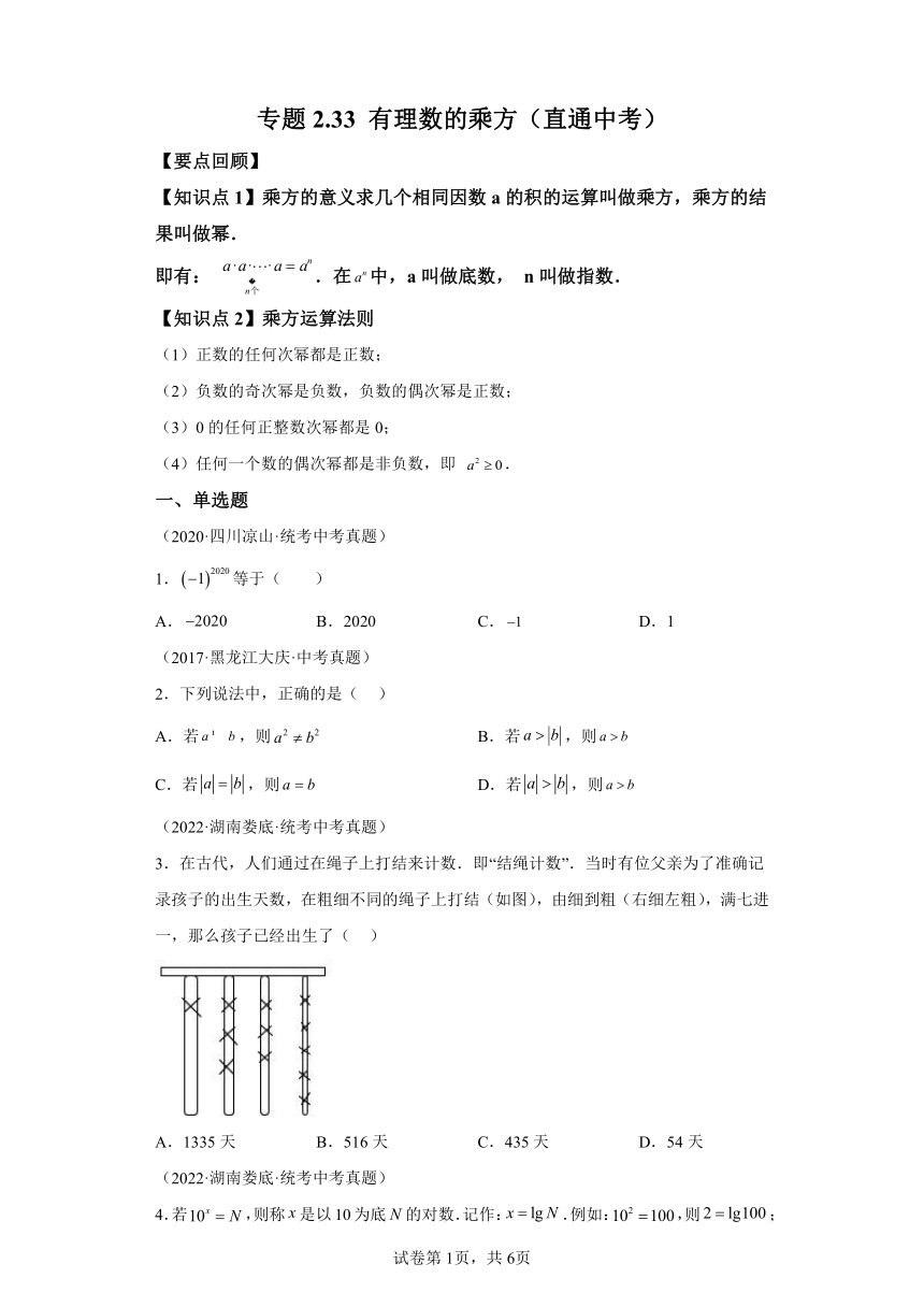 专题2.33有理数的乘方 直通中考（含解析）2023-2024学年七年级数学上册北师大版专项讲练