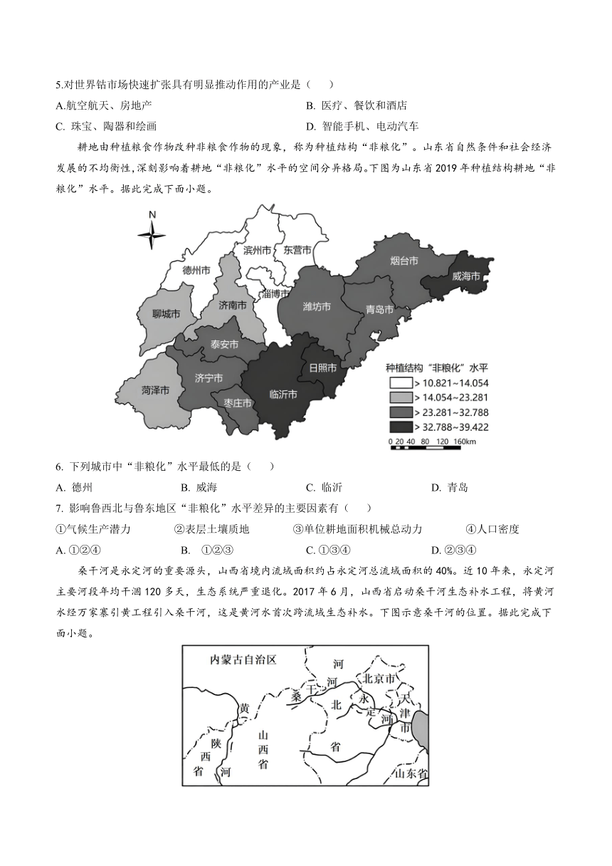 山东省东营市利津县高级中学2023-2024学年高二下学期3月月考地理试题（含答案）