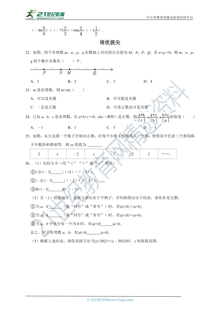 2.1 有理数的加法分层作业（含解析）