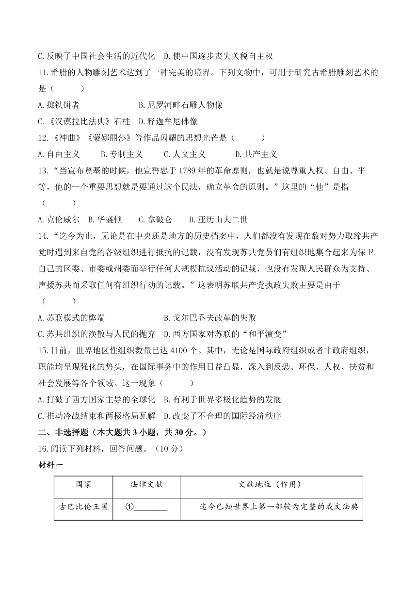 2024届中考历史模拟卷 【广西专用】（含解析答案）