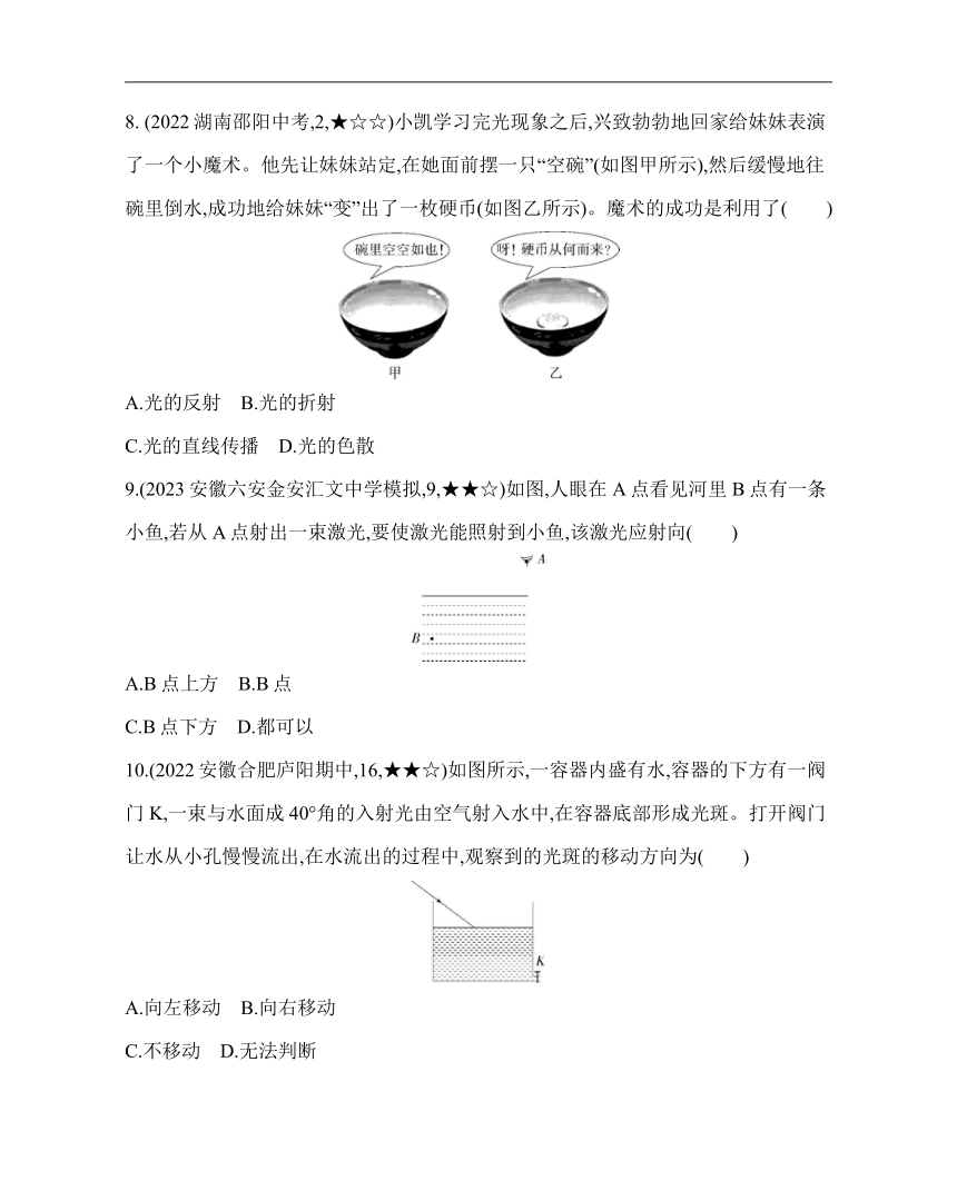 沪粤版物理八年级上册3.4　探究光的折射规律素养提升练（含解析）