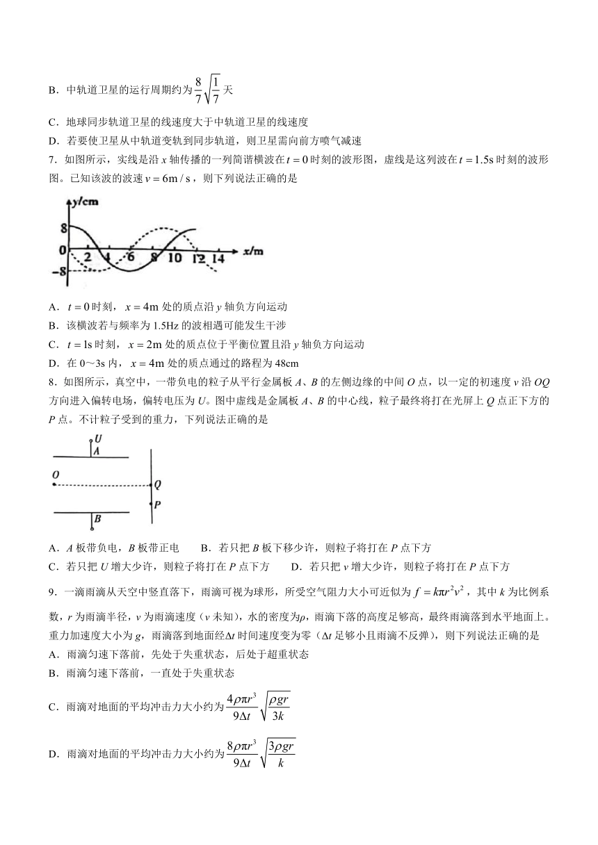 江西省部分高中学校2023-2024学年高三下学期3月联考物理试卷（含答案）