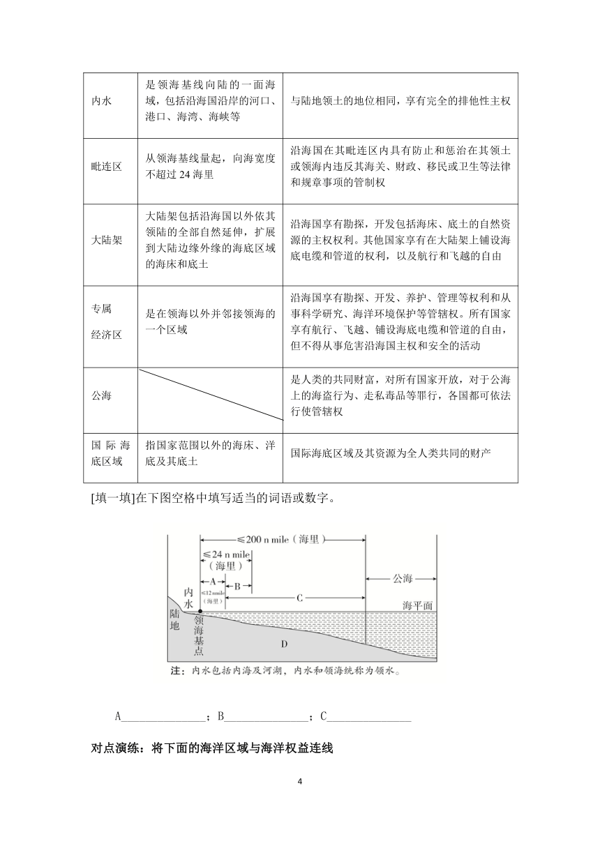 鲁教版地理必修二4.3海洋权益与海洋发展战略学案（含答案）