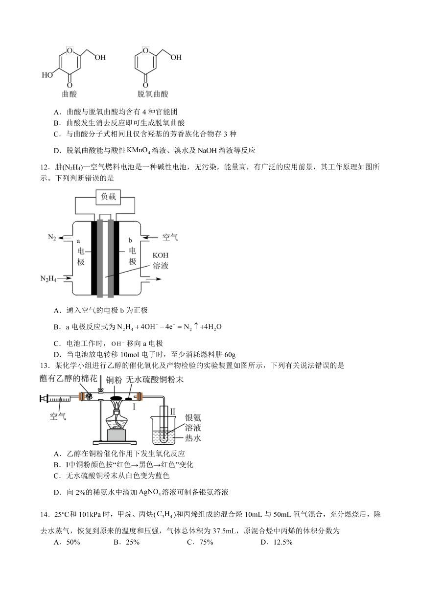 江西省乐安县2023-2024学年高二上学期开学考试化学试题（含答案）