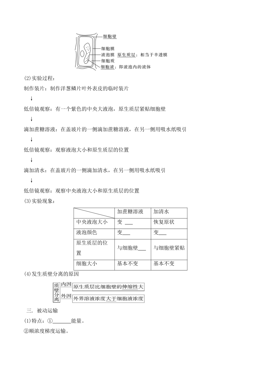 4.1被动运输的学案(含答案）