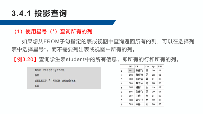 3.4数据查询 课件(共42张PPT)-《数据库应用技术-SQL Server》同步教学（人民邮电版）