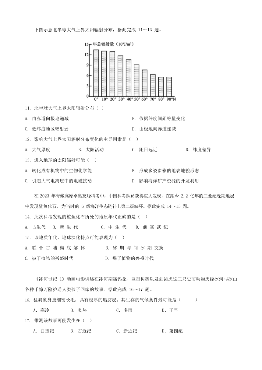 四川省成都市石室成飞2023-2024学年高一上学期10月月考地理试题（含答案）