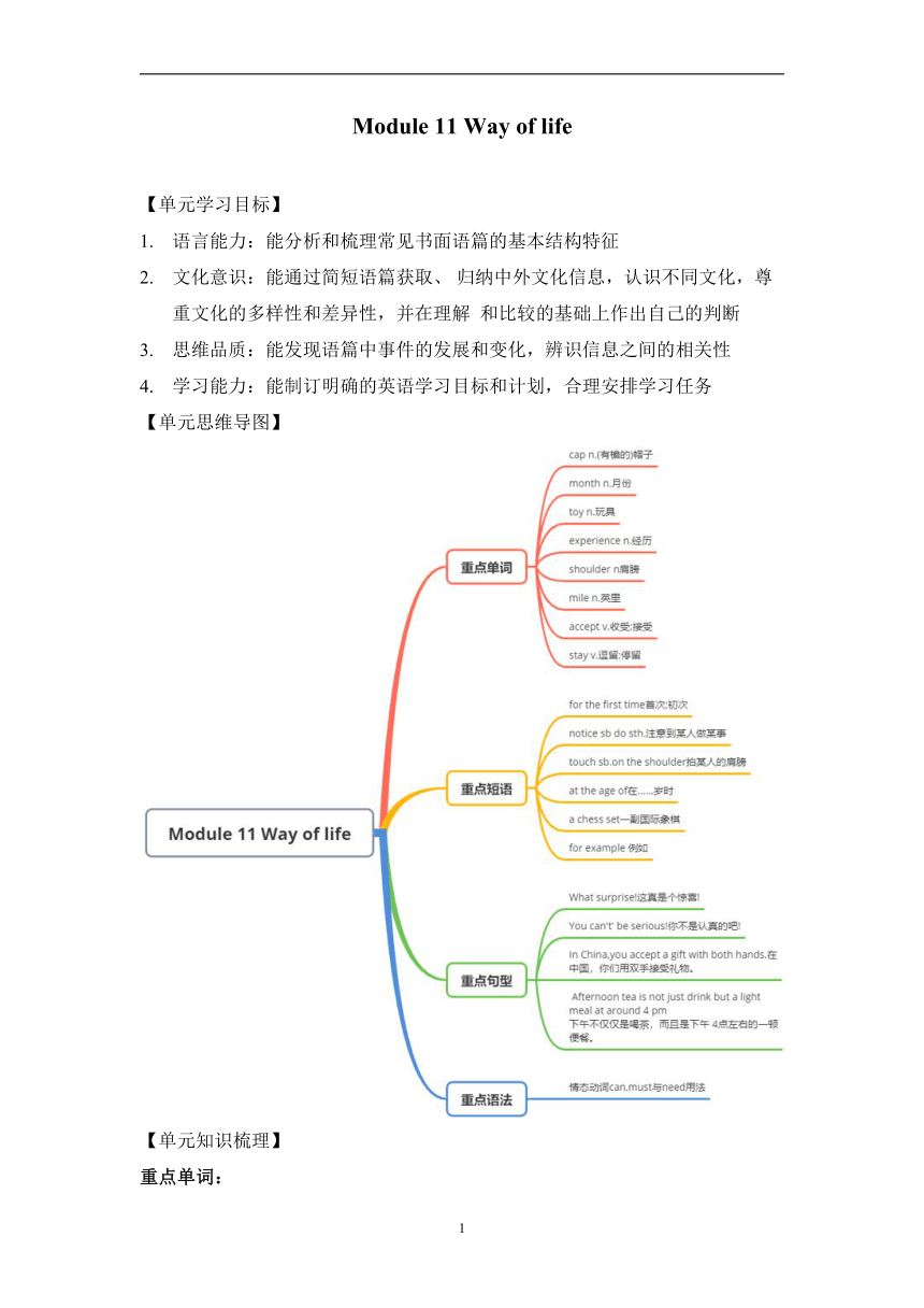 Module 11 Way of life—2023-2024学年外研版英语八年级上册单元知识链接（含解析）