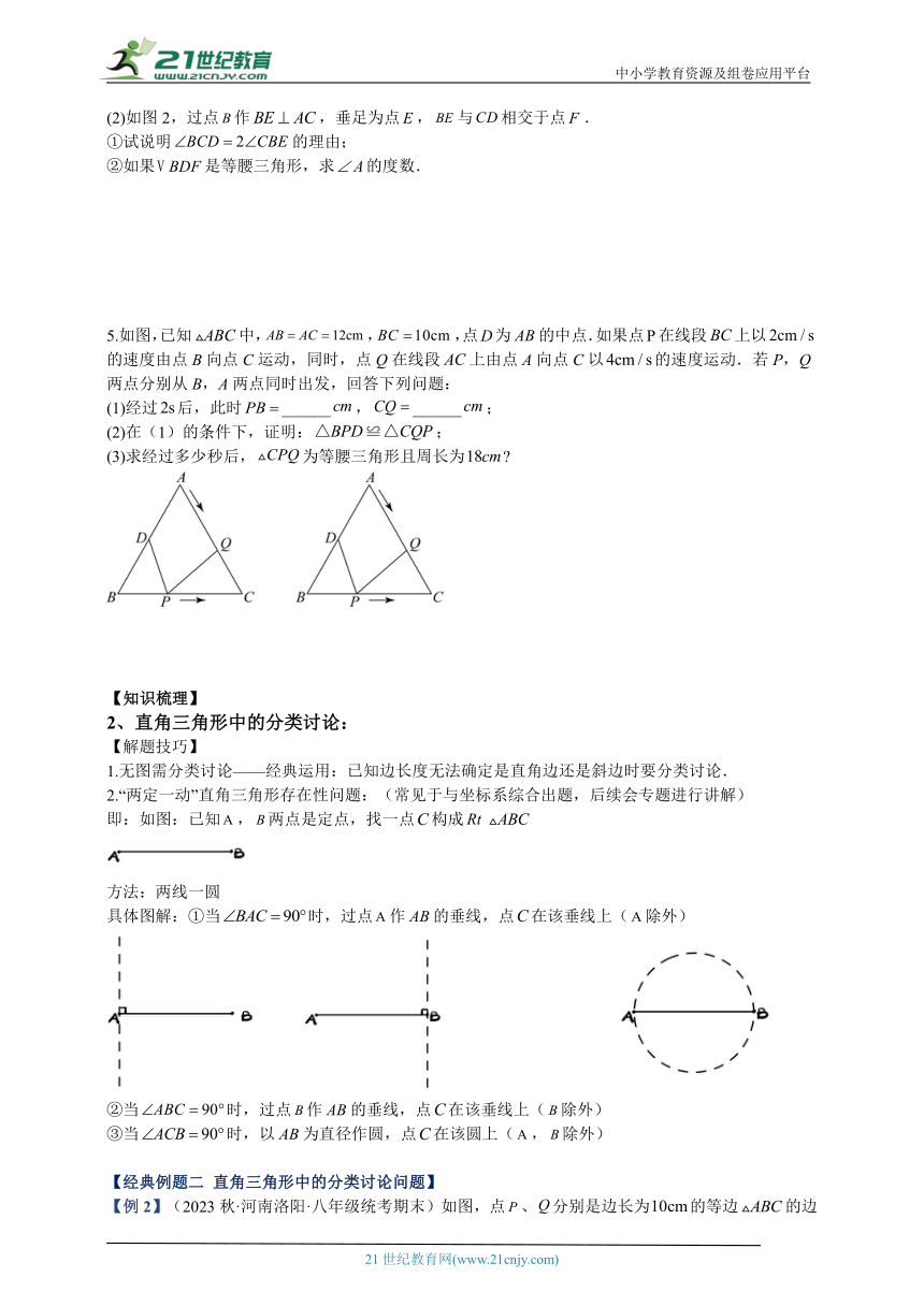 第2章特殊三角形专题05 等腰三角形、直角三角形中的分类讨论问题专训（解析版）