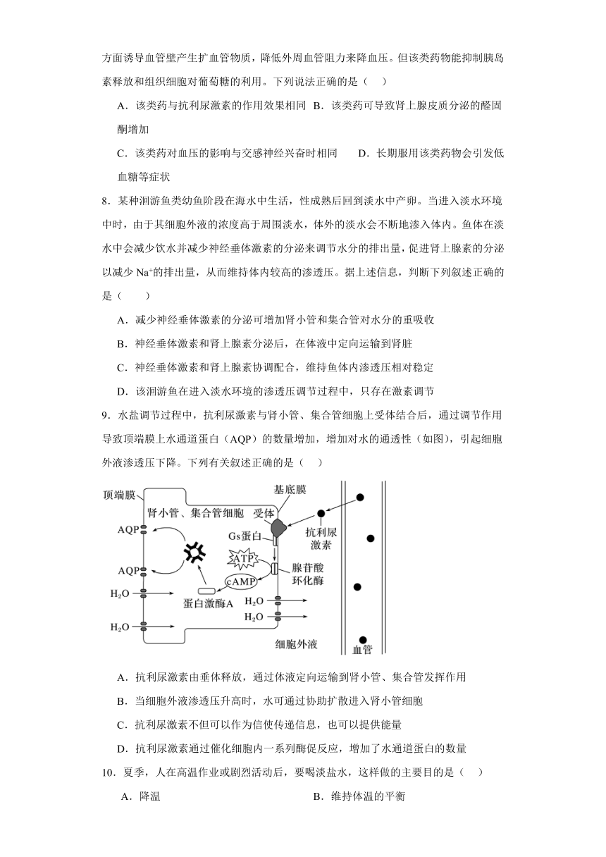 2.3水盐平衡的调节 练习（解析版）