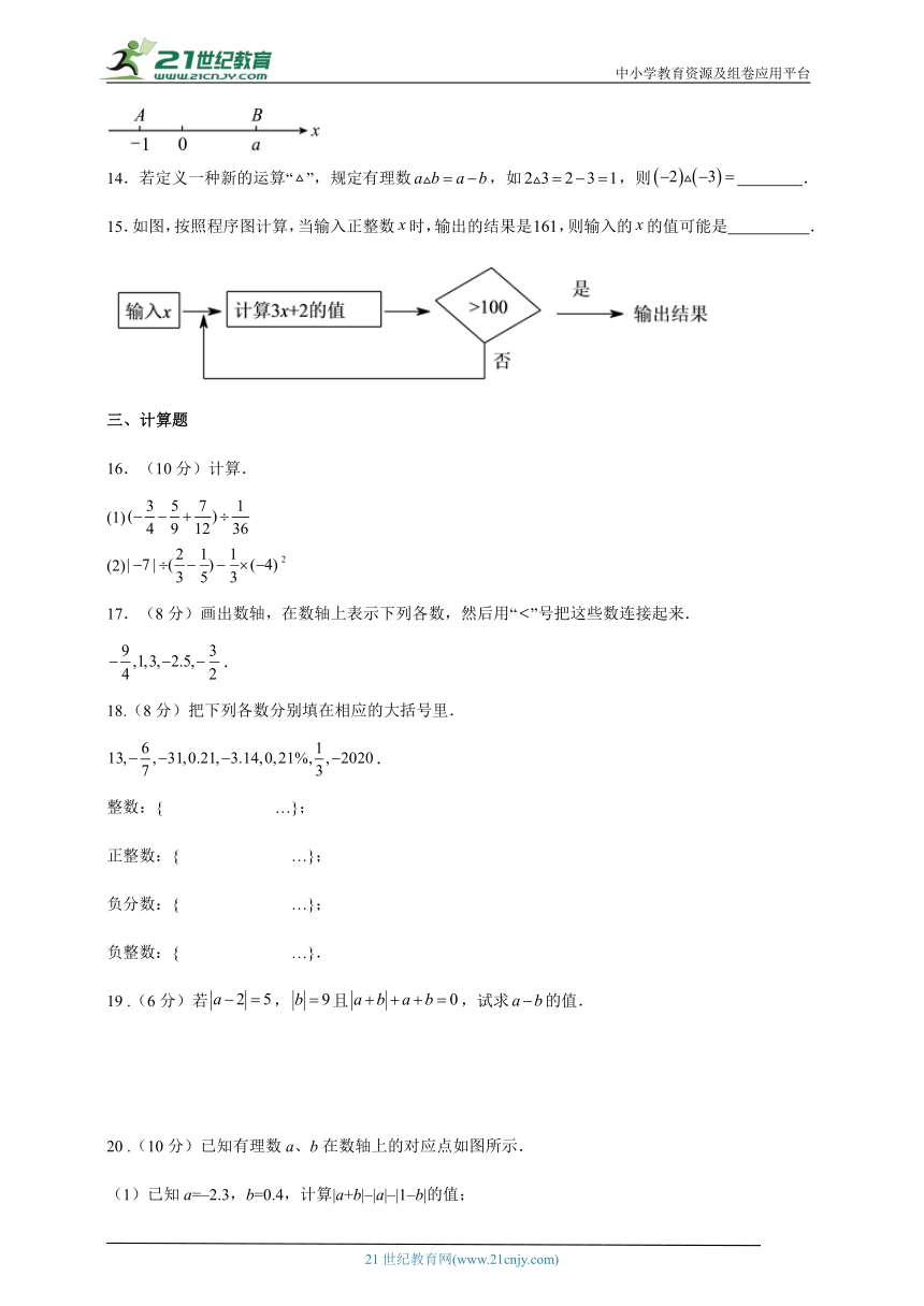 七年级数学上期末大串讲+练专题复习专题五  第1章有理数期末素质测评（含解析）