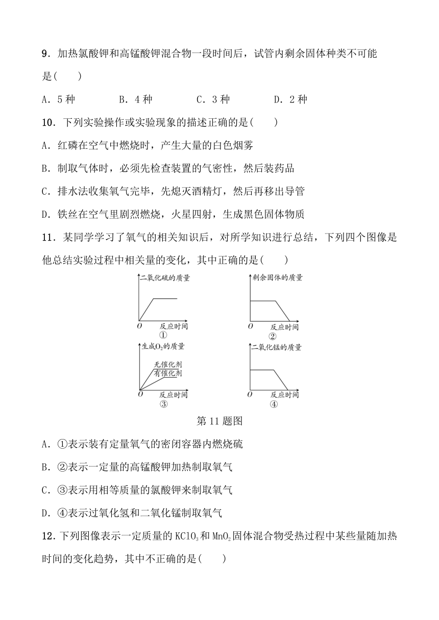 到实验室去：氧气的实验室制取与性质同步练习（含答案）