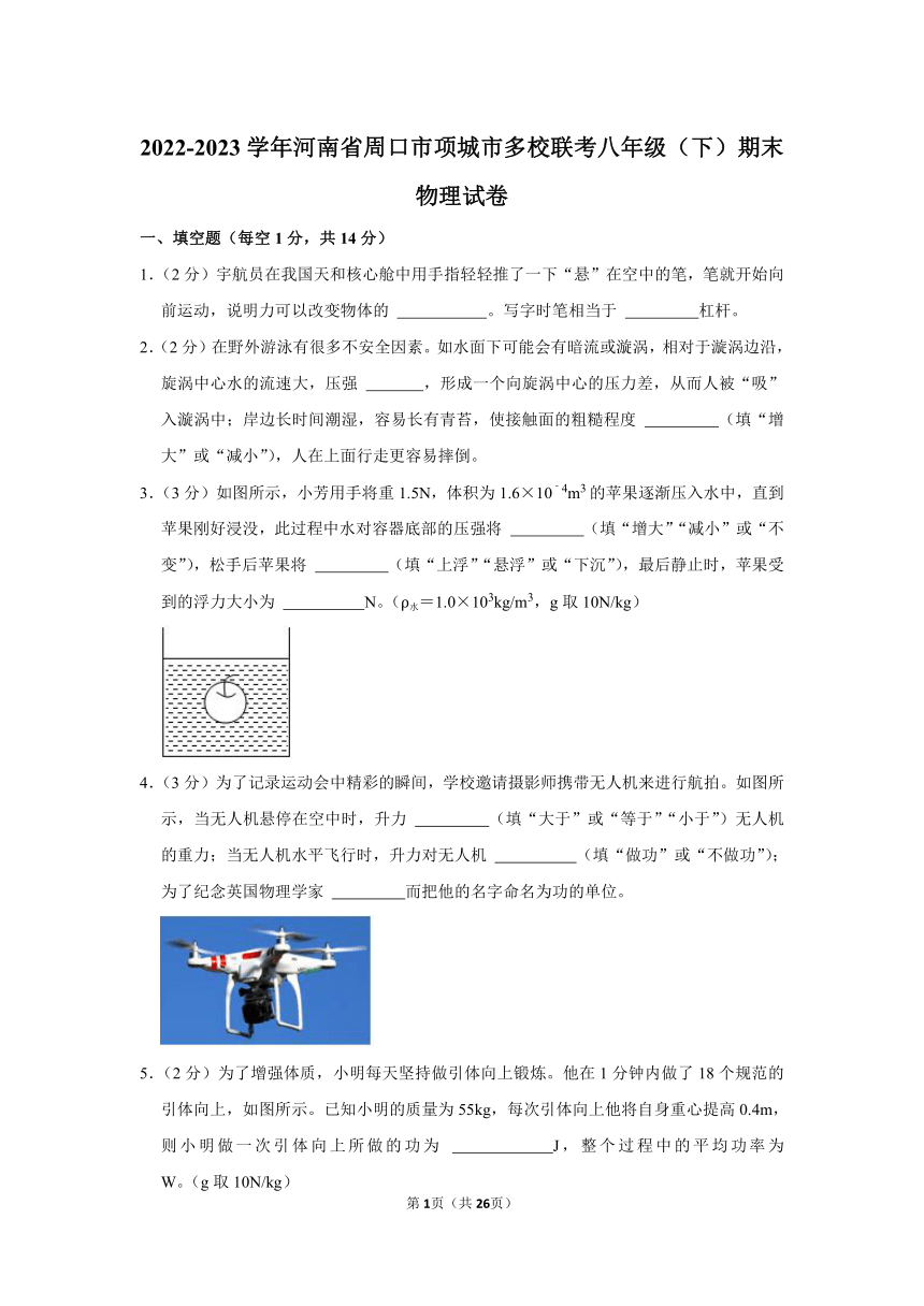 2022-2023学年河南省周口市项城市多校联考八年级（下）期末物理试卷（含答案）