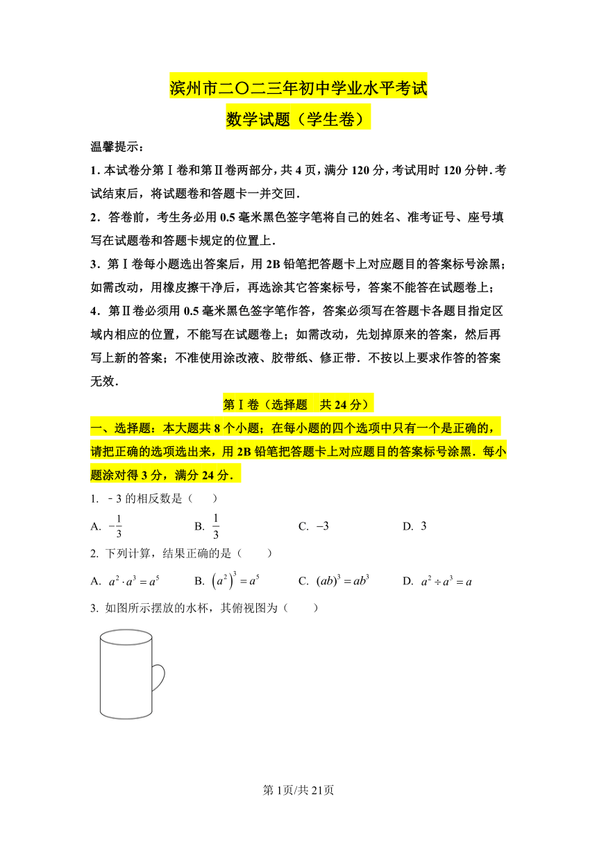 2023年山东省滨州市中考数学真题试卷名师详解版